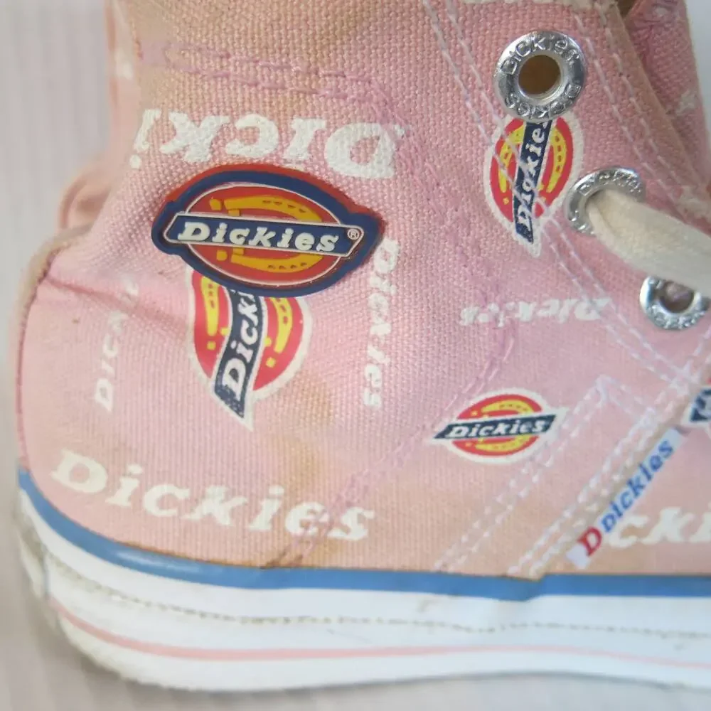 DICKIES High Top Canvas Print Tennis Shoes Sneaker Size 4 Girls Lace Up Pink Y2K